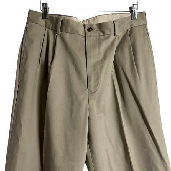 Brooks Brothers Elliot Fit Pleated Khaki Tan Advantage Chino Pants Size 34x32 - Picture 2 of 8